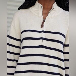 Brandy Melville Stripe Half Zip Sweatshirt